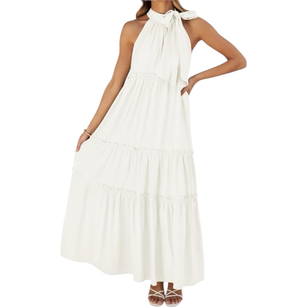 Zesica White Halter Maxi Dress size M